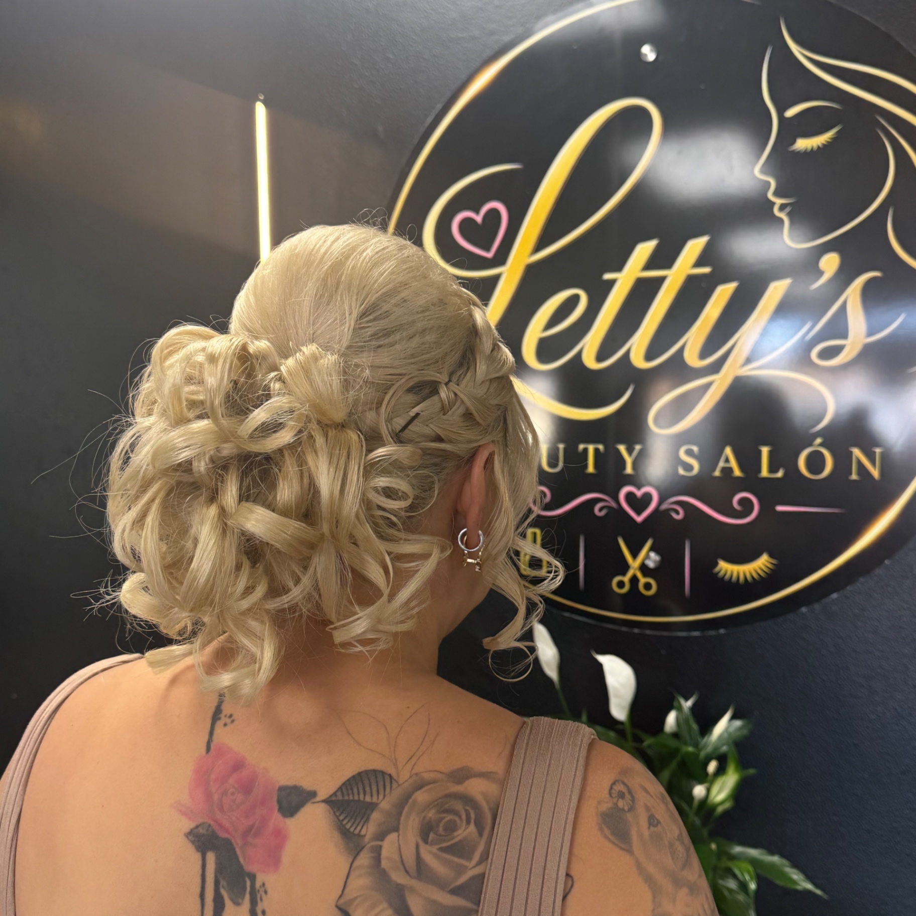 Braided blonde up do